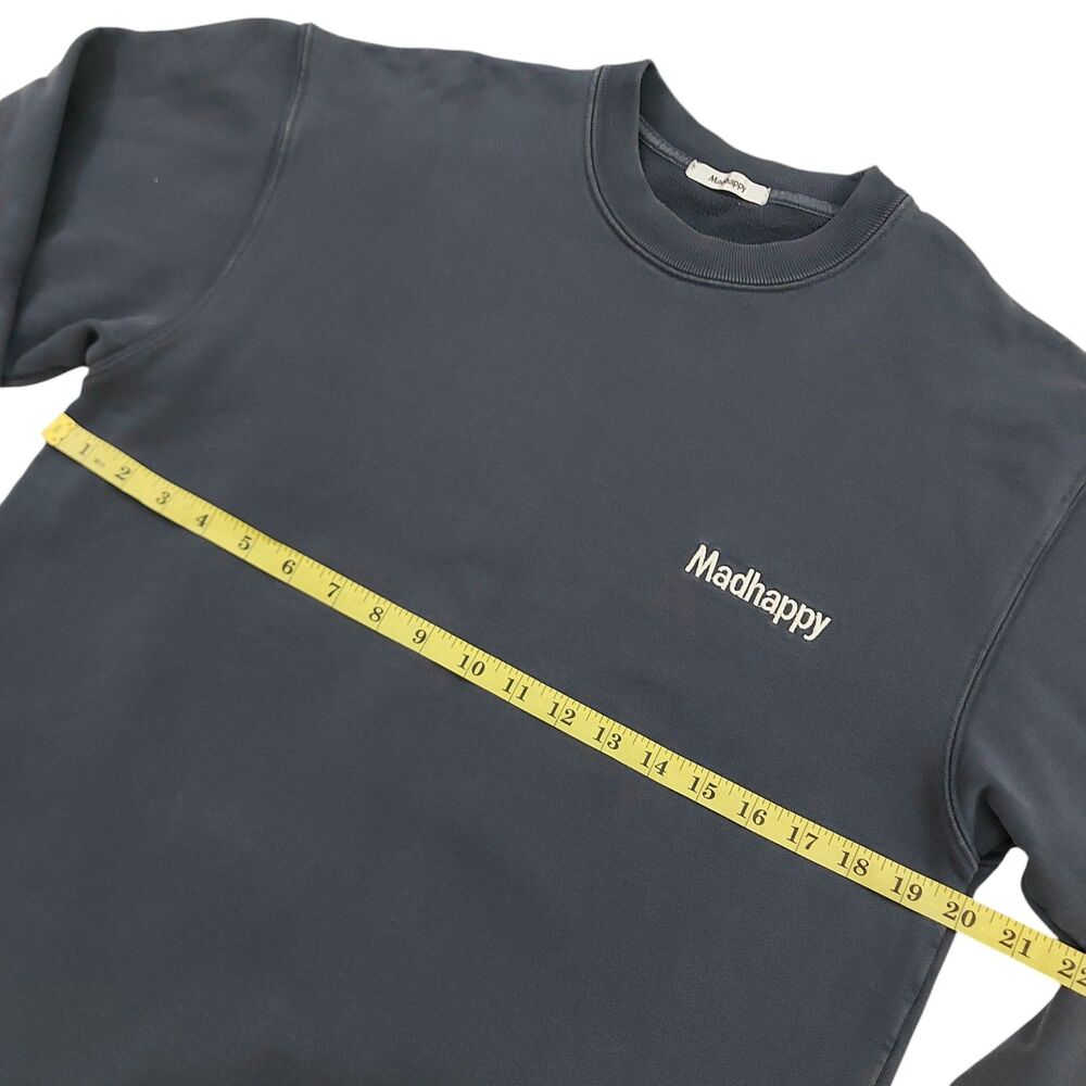 Madhappy Sweatshirt Womens Small Blue Cotton Embroidered Logo Crewneck Pullover - Picture 10 of 11